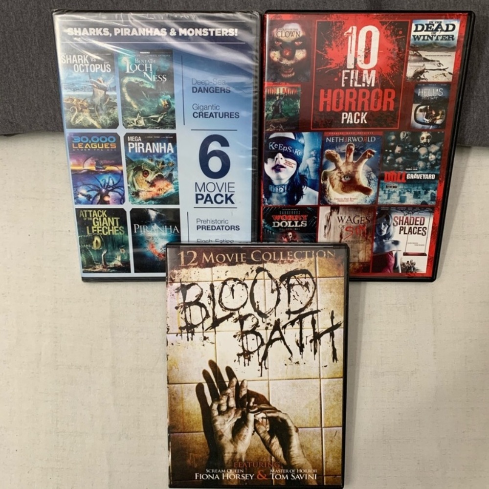 A smorgasbord of horror, 3 collections, 28 movies
